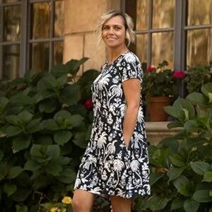 Tshirt dress in palm tree print with pockets XXL